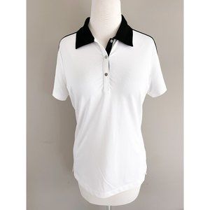 Tail Activewear White Black Short Sleeve 1/2 Zip Athletic Golf Polo Medium